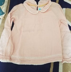 Mini Boden pink linen LS blouse